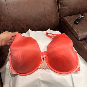 👏Cacique Vibrant Coral Bra with Lace Detail